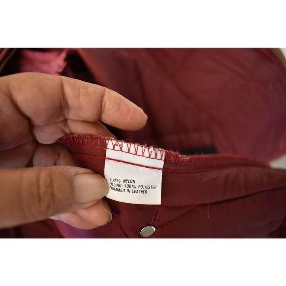 Vintage Men's Bob Allen Burgundy Puffer Hunting Jacket Suede Patches L - Picture 8 of 10